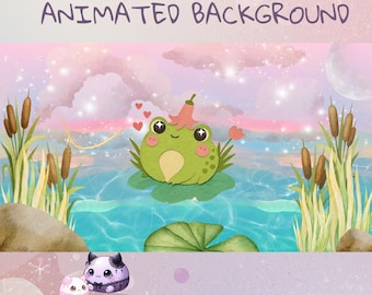 Animated Frog Wallpaper 4K | Kawaii Aesthetic Desktop Background | Cozy Pond Scene | Loop MP4 Download | Pastel Dreamy Wallpaper