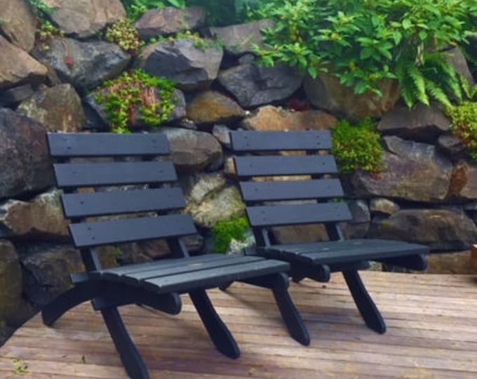 Slate Black Color on Classic Cedar Patio Chairs for Outdoor Comfort - Deck Chair - Patio Furniture - Garden Furniture - Laughing Creek