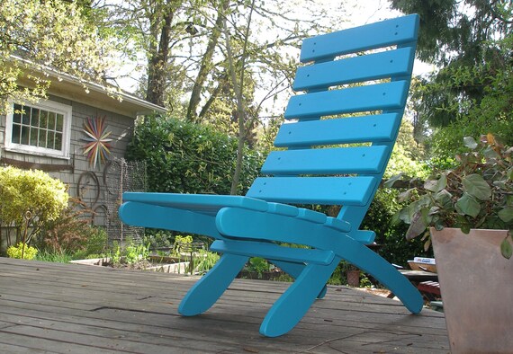 High Back Cedar Lounge Chairs Garden Deck Patio Colorful Etsy