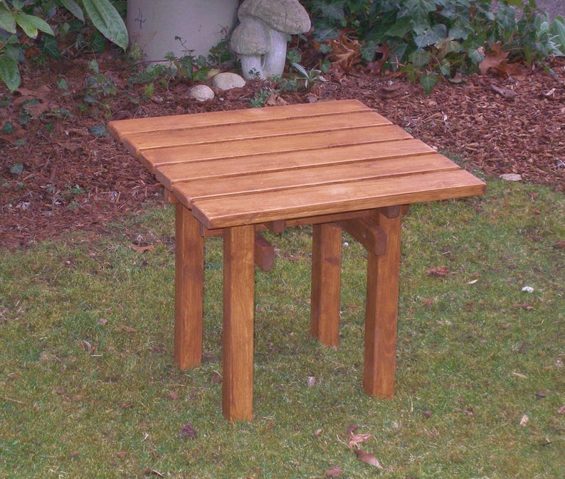 Pinewood Side Table / End Table 10 Colors Available 18x18x16 Colorful Outdoor Pine Wood Patio Tables by Laughing Creek image 6