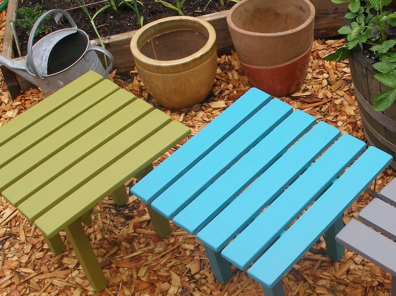 Pinewood Side Table / End Table 10 Colors Available 18x18x16 Colorful Outdoor Pine Wood Patio Tables by Laughing Creek image 8