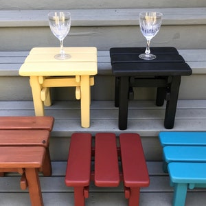 Handcrafted Small Cedar Side Table: 8 colors Available - Outdoor Accent Table (12”x12”x12”)