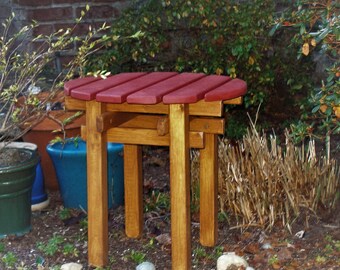 Two-Color Outdoor Round Top Side Tables - Garden, Deck, Patio - Choose from 12 Stain Colors - Handcrafted by Laughing Creek