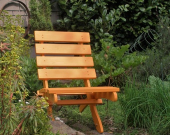 Paprika Orange Color on Classic Cedar Chair for Colorful Comfort - Deck, Patio, Garden, Porch - Outdoor Furniture by Laughing Creek