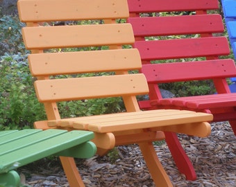 Paprika Orange Color on Classic Cedar Chair for Colorful Comfort - Deck, Patio, Garden, Porch - Outdoor Furniture by Laughing Creek