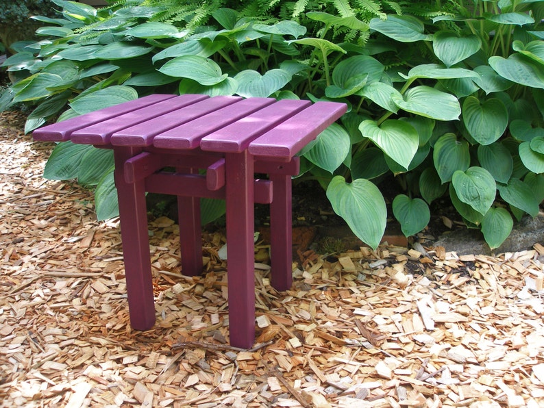Pinewood Side Table / End Table 10 Colors Available 18x18x16 Colorful Outdoor Pine Wood Patio Tables by Laughing Creek image 5