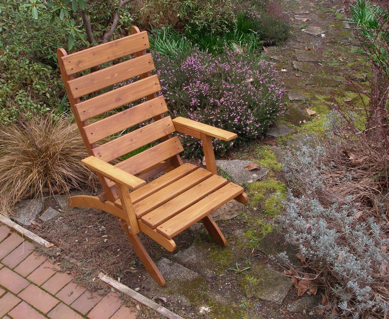 Comfy High Back Cedar ArmChair for Garden & Patio Choose from 8 Beautiful Stain Colors Handcrafted Quality by Laughing Creek image 2