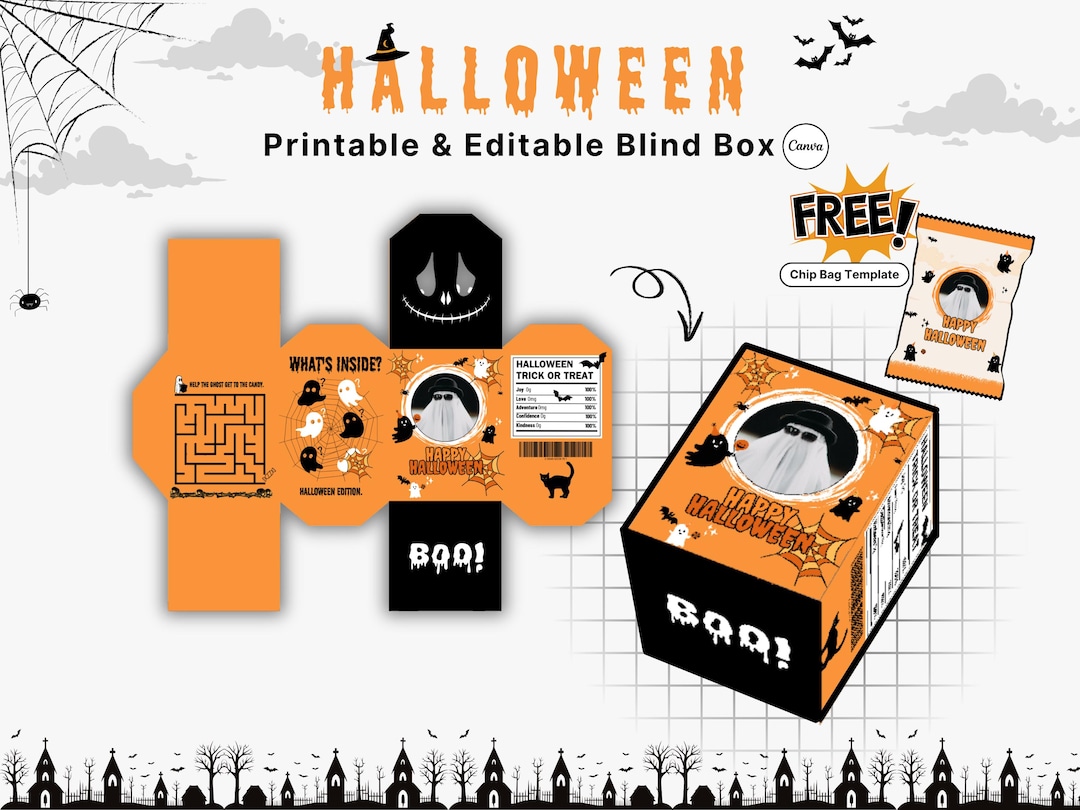 Kids Halloween Printable Blind Box FREE Chip Bag Template DIY Kids Halloween Printable Blind Box FREE Chip Bag Template DIY