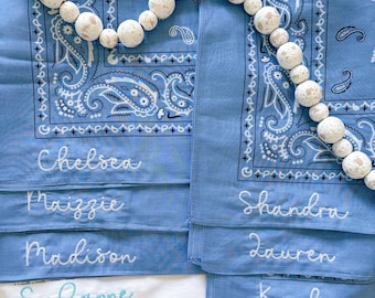 Pañuelo bordado personalizado: Regalo de algodón personalizado para despedida de soltera