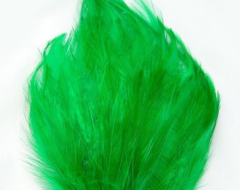 KELLY GREEN Feather Pad (rooster feather) Applique for millinery,mardi gras mask,costume hat,flapper feather fascinator,children headband