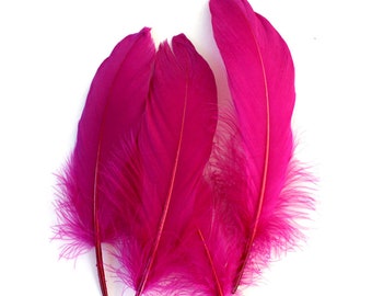 Fuchsia Pink goose feathers (2 package size) wedding bouquets,fascinators,hat,shoe clips,feather earring,woodland cosplay,feather wand