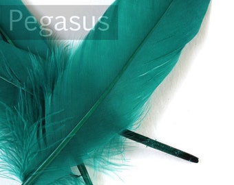 Emerald Green goose feathers (2 package size) wedding bouquets,fascinators,hat,shoe clips,feather earring,woodland cosplay,feather wand