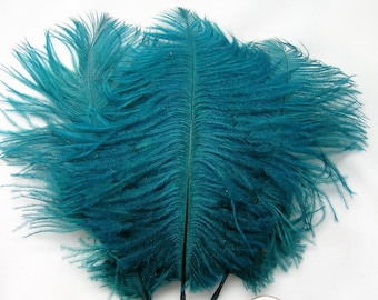 TEAL BLUE Ostrich Feather Drab (6-8 inches, 3 package option) feather for hat,fascinator,hat,corset,dresses,bouquets, costume,fans