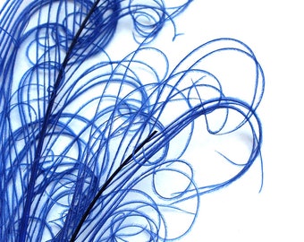 Royal Blue Peacock curled feather sprigs (6-8 Inches)(3 packages)  plumes for hats,fascinators,costume headdress,brooch bouquet