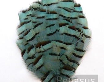 SEAFOAM GREEN Striped Feather Pad feather pad (3 packages) for millinery, costumes, headdresses, hats, headbands and hair clips
