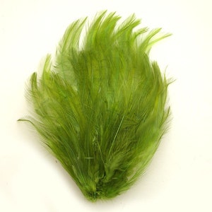 KIWI GREEN Feather Pad (rooster feather) Applique for millinery,mardi gras masks,costume hats,flapper feather fascinator,children headband