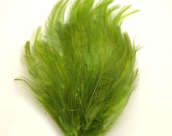 KIWI GREEN Feather Pad (rooster feather) Applique for millinery,mardi gras masks,costume hats,flapper feather fascinator,children headband