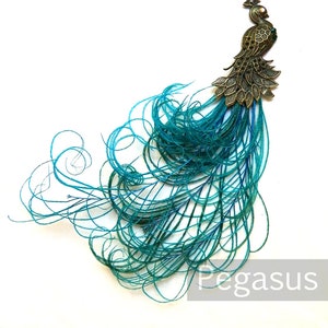 Victorian Bronze Peacock with Peacock feather plume tail 1 Pieces7 inches long use on fascinators, hats, wedding decoration, wreaths image 1