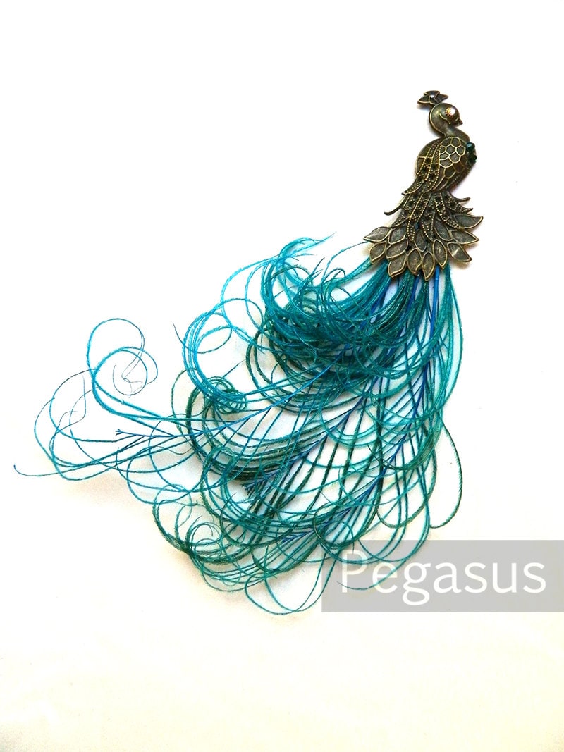 Victorian Bronze Peacock with Peacock feather plume tail  (1 Pieces)(…