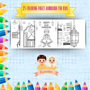 Ramadan Coloring Pages for Kids,25 Pages ,Printable Kids Activity, Islamic Learning, Fun, Educational