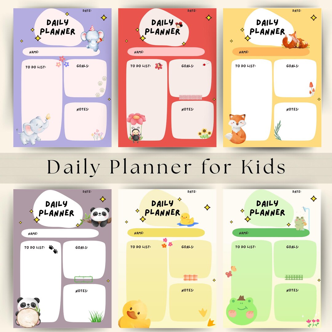 Animal Kids Daily Routine Planner: Minimalist Printable Checklist - Etsy