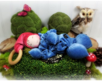 Velour Teething Gnome Doll Waldorf Natural Materials Wooden Ring Baby Toys Washable Spring Colors