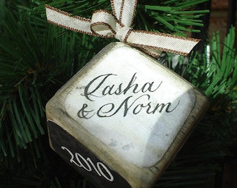 Personalized Vintage-style Wedding Ornament