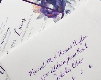 Contemporary calligraphy wedding invitation addressing