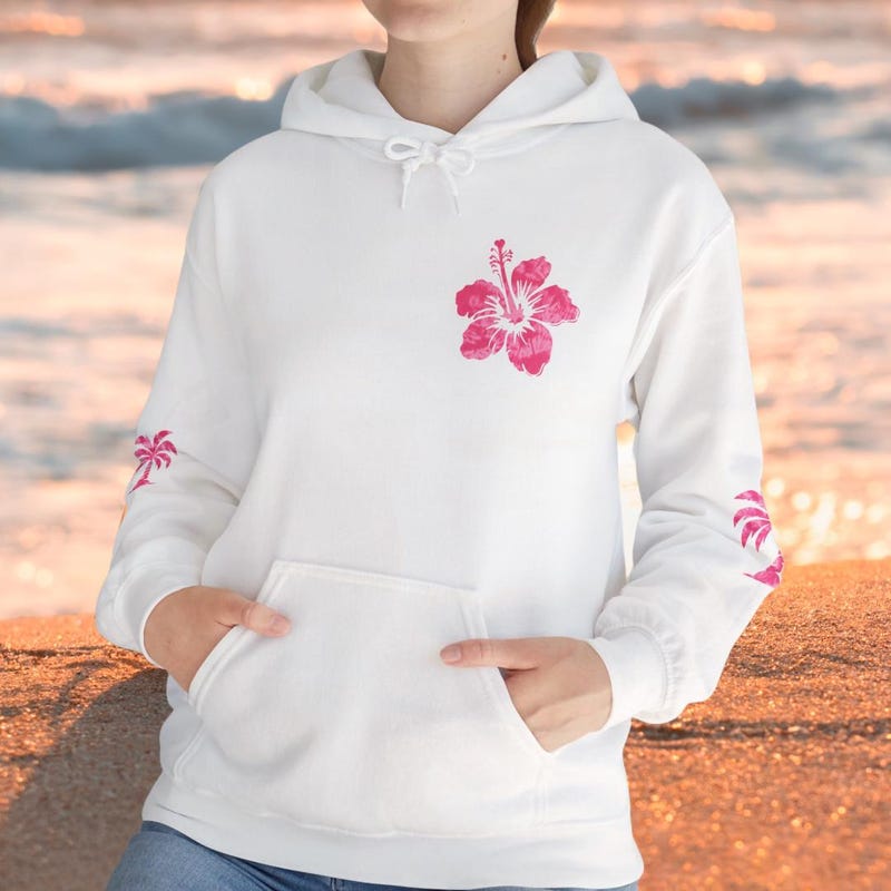 Neon Multicolor Palm Leaf Print Women's Hoodie