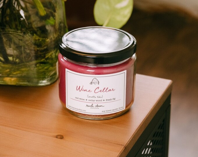 Wine Cellar Candle Cotton Wick Rustic Charm Fig Cedar and Red Etsy