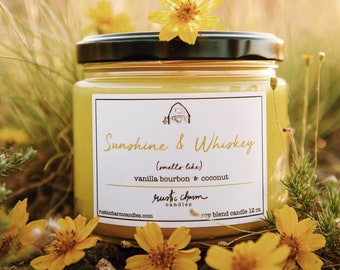 Sunshine & Whiskey Candle Cotton Wick Rustic Charm Scented Coconut Bourbon