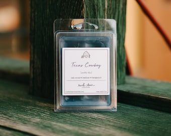 Texas Cowboy Hand made Soy Blend  Wax Melts Breakaway Clamshell Tarts Rustic Charm