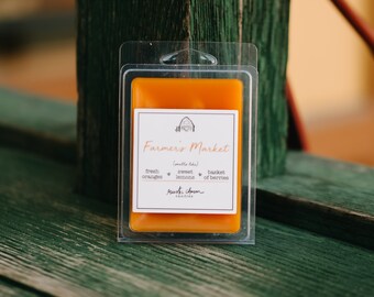 Farmer's Market Hand made Soy Blend Candle Wax Melts Breakaway Clamshell Tarts Rustic Charm