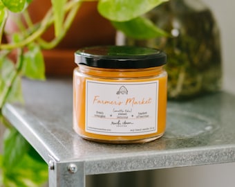 Farmer's Market Candle  Cotton Wick Rustic Charm Citrus Fruity Blend