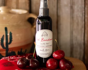 Cherry Leather Scented Room and Car Spray Air Freshener (4 fl oz) Red Bandana