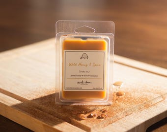 Wild Honey & Spice Hand Made Soy Blend Wax Melts Breakaway Clamshell Tarts Rustic Charm