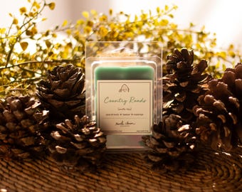 Pine Leather Wax Melts | Country Roads Scent, Soy Blend