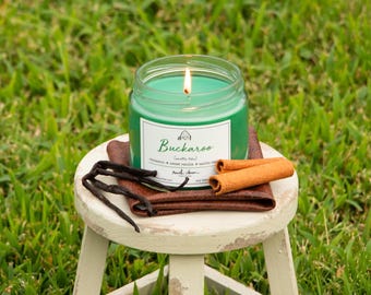 Buckaroo Cinnamon Vanilla Leather Candle  Cotton Wick Rustic Charm Scented