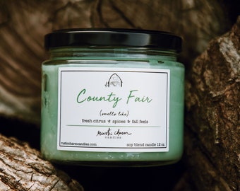 County Fair Candle Cotton Wick Rustic Charm Fall Apple Citrus and Clove Scent 12 oz