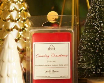 Country Christmas Hand made Soy Blend  Wax Melts Breakaway Clamshell Tarts Rustic Charm