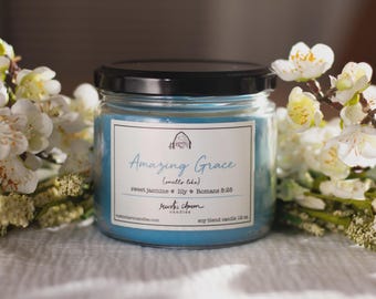 Amazing Grace Candle Cotton Wick Rustic Charm Clean Jasmine Scent