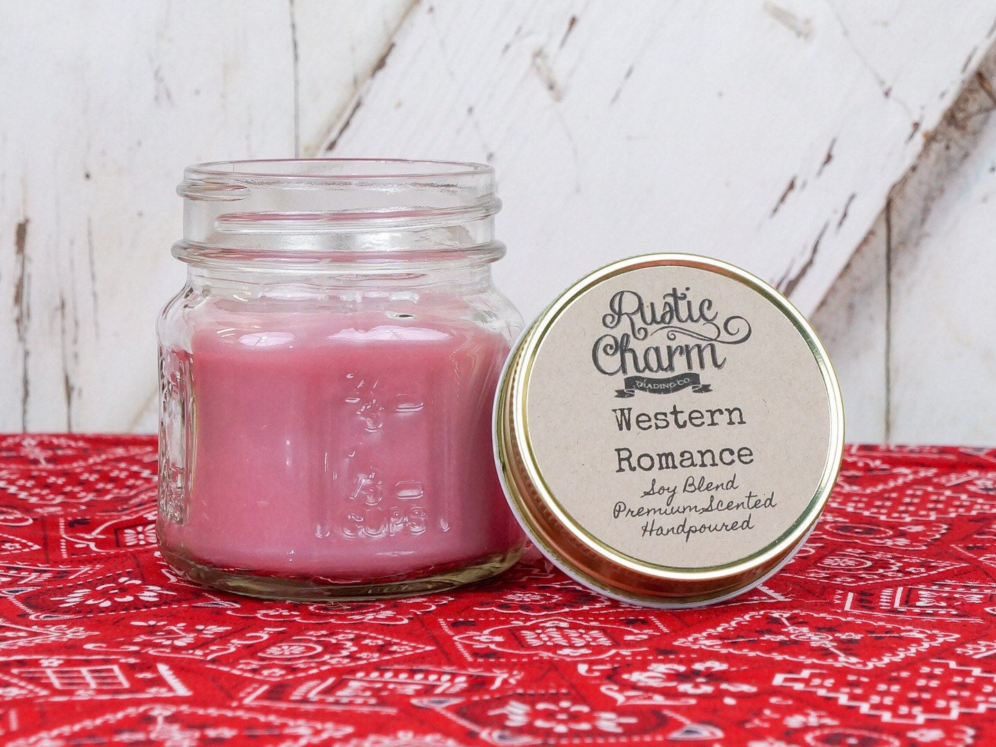 Western Romance Scented Candle 8 oz Square Mason Jar Rustic Etsy