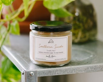 Southern Suede Candle  Cotton Wick Rustic Charm Leather Blend