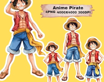 Anime Pirate Clip art 4PNG- High Quality Product Transparent Background Digital Download