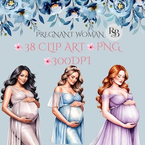 Akwarela Kobieta w Ciąży Clipart, Przyszła Matka, Baby Shower, Miłość Matki, Prenatal Clip Art, Clipart ciężarna kobieta obrazy, Macierzyństwo