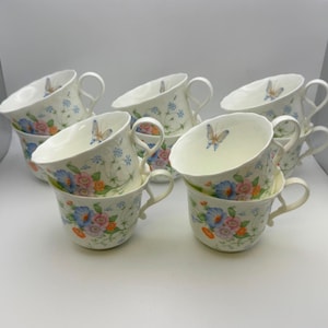 Set of 10 Mikasa Bone China SOMETHING BLUE Tea Cups