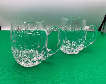 Pair of Rogaska Crystal GALLIA Beer Mugs 20 oz