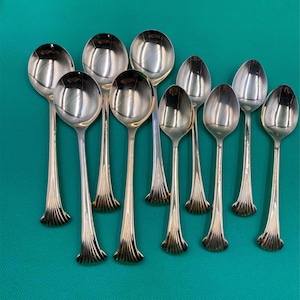 Set 5 Towle 18/8 Japan Stainless Steel GOLD ARISTOCRAT Teaspoons & Gumbo Soups