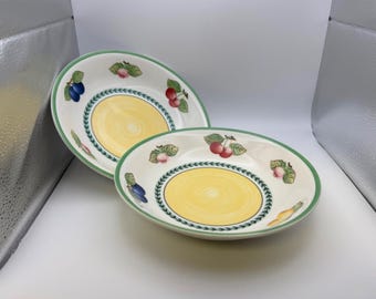 Pair of Villeroy & Boch FRENCH GARDEN FLEURENCE Shallow Pasta Bowls