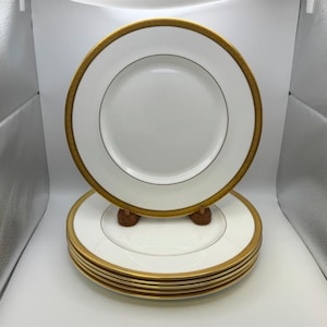 Set of 6 Royal Doulton Bone China ROYAL GOLD Dinner Plates